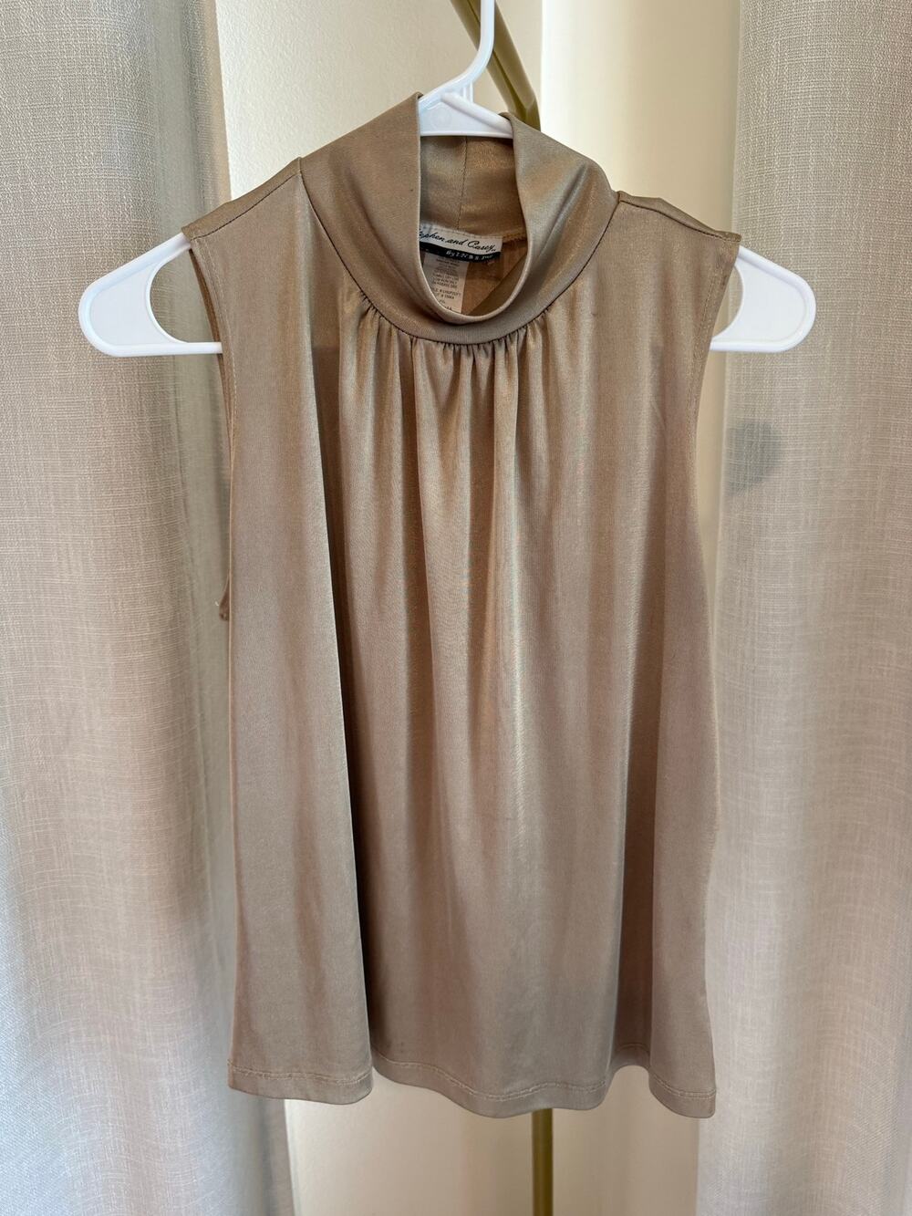 Stephen and Casey by I.N.B.S. Tank Tops Women's SZ PXL Gold Mock Neck Sleeveless